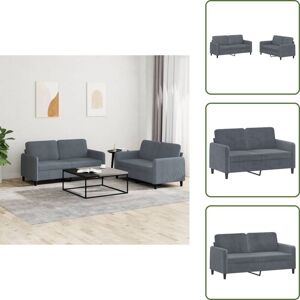 VIDAXL The Living Store Juego De Sofás 2 Piezas Terciopelo Gris Oscuro - Sofá Terciopelo VIDAXL The Living Store Juego De Sofás 2 Piezas Terciopelo Gris Oscuro - Sofá Terciopelo