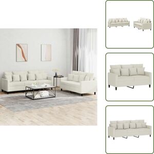 VIDAXL The Living Store Juego De Sofás Con Cojines 2 Piezas Terciopelo Crema - Sofá De 3 Plazas VIDAXL The Living Store Juego De Sofás Con Cojines 2 Piezas Terciopelo Crema - Sofá De 3 Plazas