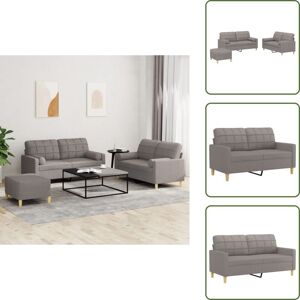 VIDAXL The Living Store Juego De Sofás Con Cojines 3 Piezas Tela Gris Taupe - Sofá Con Almohadas VIDAXL The Living Store Juego De Sofás Con Cojines 3 Piezas Tela Gris Taupe - Sofá Con Almohadas