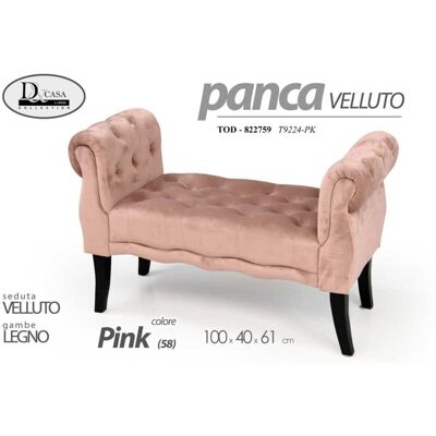 WEBMARKETPOINT Banco De Terciopelo Rosa Con Patas De Madera Retro WEBMARKETPOINT Banco De Terciopelo Rosa Con Patas De Madera Retro