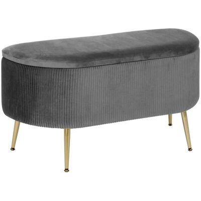 Solaro Banco De Terciopelo Gris 100x40cm - Atmosphera Créateur D'Intérieur Solaro Banco De Terciopelo Gris 100x40cm - Atmosphera Créateur D'Intérieur