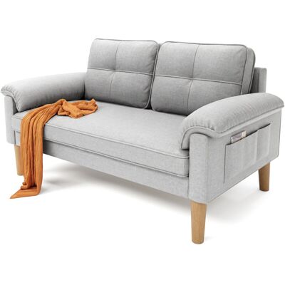 Sofá Bealife 2 Plazas Estilo Escandinavo En Tela Y Madera Con 2 Cojines Y Reposabrazos Para Salón O Dormitorio 144x77x77 Cm Gris Sofá Bealife 2 Plazas Estilo Escandinavo En Tela Y Madera Con 2 Cojines Y Reposabrazos Para Salón O Dormitorio 144x77x77 Cm Gris