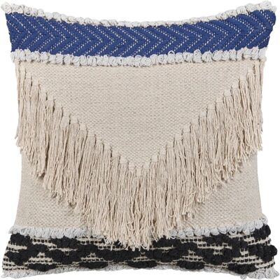 Cojín de algodón beige Beliani 45x45cm - Flecos texturizados Cojín de algodón beige Beliani 45x45cm - Flecos texturizados