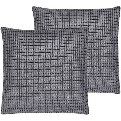 Conjunto de 2 Cojines de Terciopelo Gris - Cojines Conjunto de 2 Cojines de Terciopelo Gris - Cojines