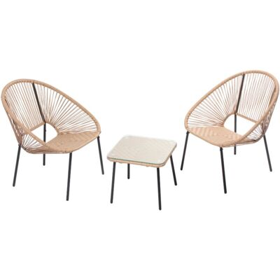 CONCEPT-USINE Conjunto De 2 Sillones + Mesa De Centro Natural Acapulco CONCEPT-USINE Conjunto De 2 Sillones + Mesa De Centro Natural Acapulco