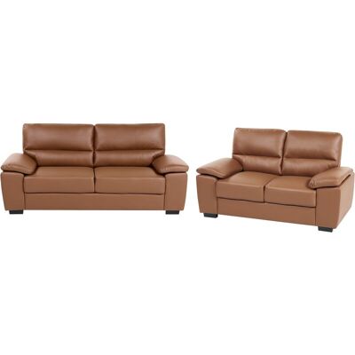 BELIANI Conjunto De Sala De Estar 5 Plazas De Piel Sintética Marrón Dorado Negro Vogar BELIANI Conjunto De Sala De Estar 5 Plazas De Piel Sintética Marrón Dorado Negro Vogar