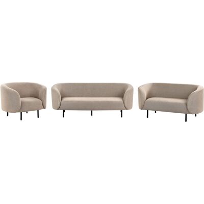 BELIANI Conjunto De Sala De Estar Moderno Sofás De 2 Y 3 Plazas Sillón Tejido De Poliéster Patas Negras Gris Pardo Loen BELIANI Conjunto De Sala De Estar Moderno Sofás De 2 Y 3 Plazas Sillón Tejido De Poliéster Patas Negras Gris Pardo Loen