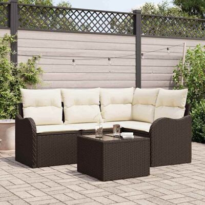 Vidaxl - Conjunto De Sofá De Jardín Con Cojín 5 Pcs Gris Poliratán Vidaxl - Conjunto De Sofá De Jardín Con Cojín 5 Pcs Gris Poliratán