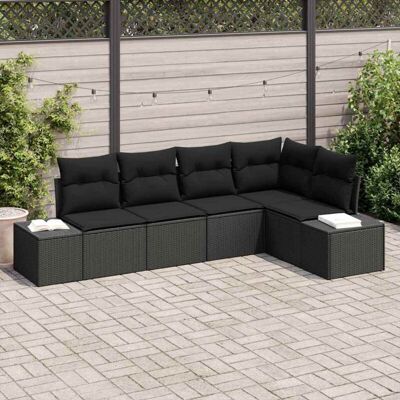 Conjunto de Sofá de Jardín Vidaxl - Modular de 5 Piezas en Negro Poliratán Conjunto de Sofá de Jardín Vidaxl - Modular de 5 Piezas en Negro Poliratán