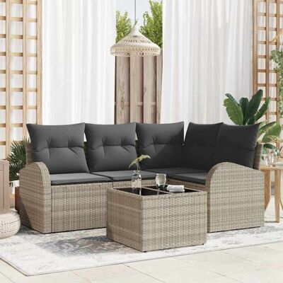 Conjunto de Sofá Vidaxl 5 Piezas Gris Poliratán - Juego de sofá Conjunto de Sofá Vidaxl 5 Piezas Gris Poliratán - Juego de sofá