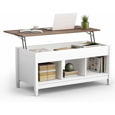 Costway Mesa de Sofá Blanca con Almacenamiento y Estantes Ajustables Costway Mesa de Sofá Blanca con Almacenamiento y Estantes Ajustables