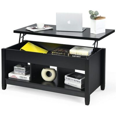 Costway Mesa De Centro Mesa Baja De Madera Con Superficie Elevable Mesita De Sofá Con Almacenamiento Escondido (negro) Costway Mesa De Centro Mesa Baja De Madera Con Superficie Elevable Mesita De Sofá Con Almacenamiento Escondido (negro)