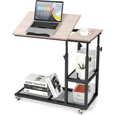 Costway Mesita Lateral Móvil Con Forma De C Con Repisas, Mesita Regulable Para Ordenador Con Superficie Inclinable 0° A 32,5°, Mesita Portátil De Sofá Salón Dormitorio, 80x40x64-95 Cm (natural) Costway Mesita Lateral Móvil Con Forma De C Con Repisas, Mesita Regulable Para Ordenador Con Superficie Inclinable 0° A 32,5°, Mesita Portátil De Sofá Salón Dormitorio, 80x40x64-95 Cm (natural)