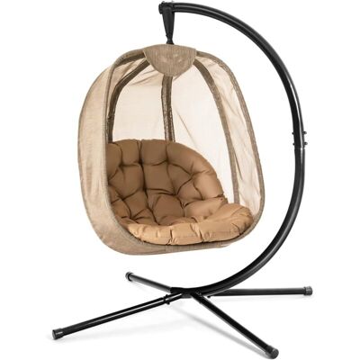 Costway - Silla Colgante Huevo Con Soporte Y Cojín, Estructura Metálica, Columpio Colgante Para Interior, Sillon Colgante Interior Exterior,100 X 126 X 173 Cm, Carga 110kg Costway - Silla Colgante Huevo Con Soporte Y Cojín, Estructura Metálica, Columpio Colgante Para Interior, Sillon Colgante Interior Exterior,100 X 126 X 173 Cm, Carga 110kg