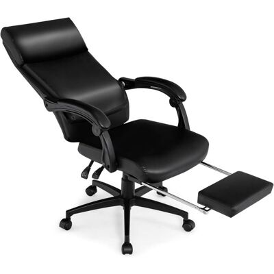 Costway - Silla De Oficina Ergonómica, Silla Reclinable De Cuero Con Reposacabezas, Reposapiés Retráctil, Silla Gaming, Silla Giratoria Ajustable En Altura Para Oficina, 150 Kg Costway - Silla De Oficina Ergonómica, Silla Reclinable De Cuero Con Reposacabezas, Reposapiés Retráctil, Silla Gaming, Silla Giratoria Ajustable En Altura Para Oficina, 150 Kg