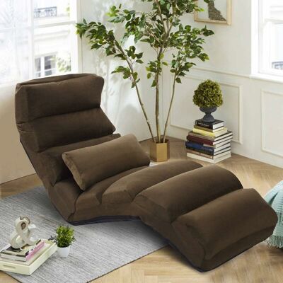 Costway - Sillón Plegable, Sofá Acolchado Regulable En 5 Posiciones, Sillón De Suelo A Ras (café) Costway - Sillón Plegable, Sofá Acolchado Regulable En 5 Posiciones, Sillón De Suelo A Ras (café)