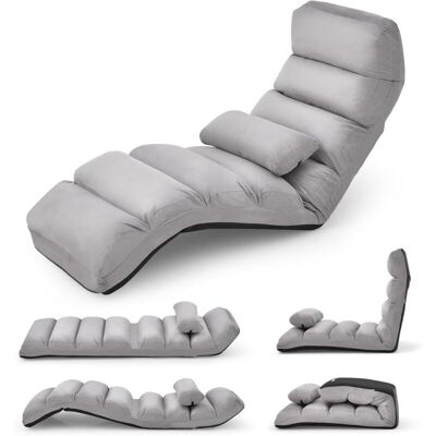 Sillón Plegable, Sofá Acolchado Y Recubierto En Falso Ante Regulable En 5 Posiciones, Sillón Plegable A Ras De Suelo, Ideal Para Jugar A Los Videojuegos Dormir Relajarse Leer (gris) - Costway Sillón Plegable, Sofá Acolchado Y Recubierto En Falso Ante Regulable En 5 Posiciones, Sillón Plegable A Ras De Suelo, Ideal Para Jugar A Los Videojuegos Dormir Relajarse Leer (gris) - Costway