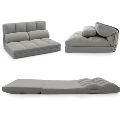 Costway - Sofá Cama De 2 Plazas, Sofá Convertible Con Respaldo Ajustable En 6 Posiciones, Funda De Terciopelo Y 2 Almohadas, Cama Plegable Para Dormitorio, Sala De Estar (gris Claro) Costway - Sofá Cama De 2 Plazas, Sofá Convertible Con Respaldo Ajustable En 6 Posiciones, Funda De Terciopelo Y 2 Almohadas, Cama Plegable Para Dormitorio, Sala De Estar (gris Claro)