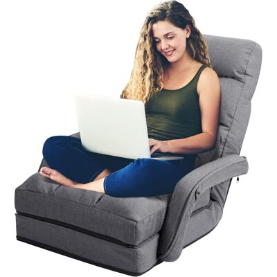 Costway - Sofá Cama Plegable Individual Sofá Perezoso Silla Con Reposabrazos Y Cojín Para Oficina Salón Terraza Jardín (gris) Costway - Sofá Cama Plegable Individual Sofá Perezoso Silla Con Reposabrazos Y Cojín Para Oficina Salón Terraza Jardín (gris)
