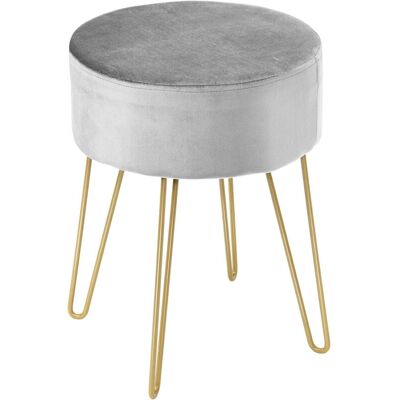 Taburete Redondo Puff Otomana Taburete Tapizado Taburete Reposapiés Con Patas De Metal Para Dormitorio Salón Gris - Costway Taburete Redondo Puff Otomana Taburete Tapizado Taburete Reposapiés Con Patas De Metal Para Dormitorio Salón Gris - Costway