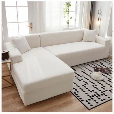 OEM Funda De Sofá Elástica De Poliéster Para Sofá En Forma De L, Color Blanco, 3 Plazas (190-230 Cm) OEM Funda De Sofá Elástica De Poliéster Para Sofá En Forma De L, Color Blanco, 3 Plazas (190-230 Cm)