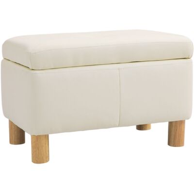 Homcom - Baúl De Almacenaje Para Dormitorio 33l Puff Almacenaje Tapizado En Pu Banco De Almacenaje Con Patas De Madera 60x38x40 Cm Crema Homcom - Baúl De Almacenaje Para Dormitorio 33l Puff Almacenaje Tapizado En Pu Banco De Almacenaje Con Patas De Madera 60x38x40 Cm Crema