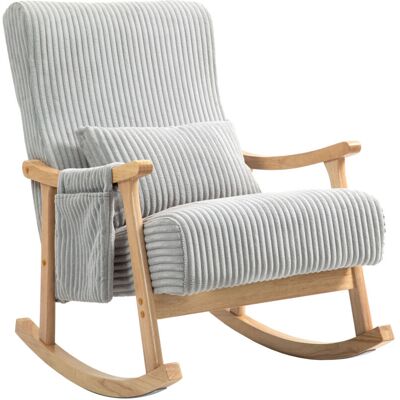Homcom - Mecedora Moderna Silla Mecedora Con Patas Y Reposabrazos De Madera De Haya Cojín Lumbar Y Bolsillo Mecedora Para Lactancia Carga 120 Kg Gris Homcom - Mecedora Moderna Silla Mecedora Con Patas Y Reposabrazos De Madera De Haya Cojín Lumbar Y Bolsillo Mecedora Para Lactancia Carga 120 Kg Gris
