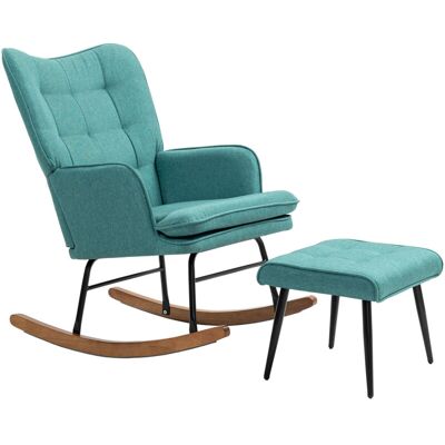 Homcom - Silla Mecedora Con Reposapiés Mecedora Para Lactancia Con Cojín Acolchado Y Reposabrazos Carga 130 Kg Mecedora Para Salón Dormitorio Verde Homcom - Silla Mecedora Con Reposapiés Mecedora Para Lactancia Con Cojín Acolchado Y Reposabrazos Carga 130 Kg Mecedora Para Salón Dormitorio Verde