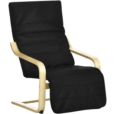 HOMCOM Sillón De Salón Con Reposapiés Ajustable Butaca Para Dormitorio Tapizado En Tela Con Marco De Madera Carga 120 Kg Para Oficina 66,5x94x100 Cm Negro HOMCOM Sillón De Salón Con Reposapiés Ajustable Butaca Para Dormitorio Tapizado En Tela Con Marco De Madera Carga 120 Kg Para Oficina 66,5x94x100 Cm Negro