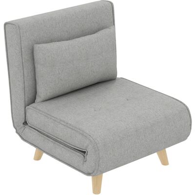 Homcom - Sofá Cama Individual Sillón Cama Plegable Tapizado En Lino Sintético Con Respaldo Ajustable En 6 Posiciones Y Almohada 72x78x79 Cm Gris Homcom - Sofá Cama Individual Sillón Cama Plegable Tapizado En Lino Sintético Con Respaldo Ajustable En 6 Posiciones Y Almohada 72x78x79 Cm Gris