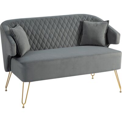 Homcom - Sofá De 2 Plazas Tapizado En Terciopelo Sofá De Salón Con 2 Almohadas Reposabrazos Y Patas De Acero Sofá Pequeño Carga 240 Kg 124x69x76 Cm Gris Homcom - Sofá De 2 Plazas Tapizado En Terciopelo Sofá De Salón Con 2 Almohadas Reposabrazos Y Patas De Acero Sofá Pequeño Carga 240 Kg 124x69x76 Cm Gris