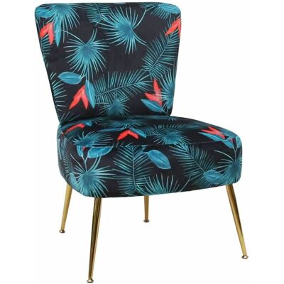 Home Heavenly® - Butaca Descalzadora Salón-dormitorio Momoa. Patas Doradas. Elegante Y Atrevido Estampado. Estampado: Tropical Home Heavenly® - Butaca Descalzadora Salón-dormitorio Momoa. Patas Doradas. Elegante Y Atrevido Estampado. Estampado: Tropical