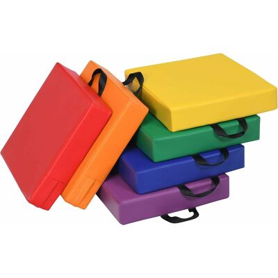Costway - Juego De 6 Pizas Cojines Para Niños Con Asa Y Cremallera Cojines De Suelo Cojines De Asiento Multicolor Para Habitaciones Infantiles Y Guardería Cuadrado Costway - Juego De 6 Pizas Cojines Para Niños Con Asa Y Cremallera Cojines De Suelo Cojines De Asiento Multicolor Para Habitaciones Infantiles Y Guardería Cuadrado