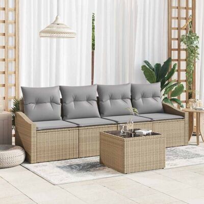 Vidaxl Conjunto de Sofá de Jardín - Rattán Resistente a UV - 5 Piezas Vidaxl Conjunto de Sofá de Jardín - Rattán Resistente a UV - 5 Piezas