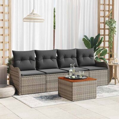 Conjunto De Sofá De Jardín 5 Pcs Gris Poliratán Vidaxl Conjunto De Sofá De Jardín 5 Pcs Gris Poliratán Vidaxl