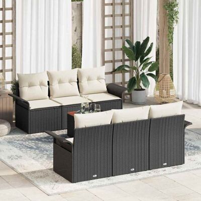 Conjunto de Sofá de Jardín Negro de 7 Piezas Muebles Modernos Conjunto de Sofá de Jardín Negro de 7 Piezas Muebles Modernos