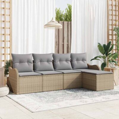 Vidaxl - Conjunto De Sofá De Jardín Con Cojín 5 Pcs Beige Poliratán Vidaxl - Conjunto De Sofá De Jardín Con Cojín 5 Pcs Beige Poliratán
