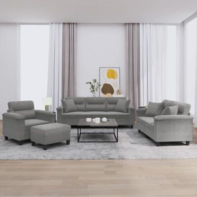 Conjunto de Sofás Gris Oscuro de Microfibra VidaXL Conjunto de Sofás Gris Oscuro de Microfibra VidaXL