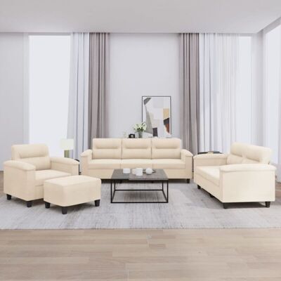 Conjunto de Sofás Microfibra Beige VIDAXL para 4 - Sofá Conjunto de Sofás Microfibra Beige VIDAXL para 4 - Sofá