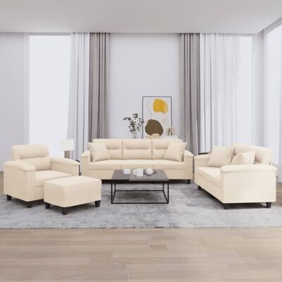 VIDAXL Juego de 4 Sofás Microfibra Beige - Muebles de Sala VIDAXL Juego de 4 Sofás Microfibra Beige - Muebles de Sala