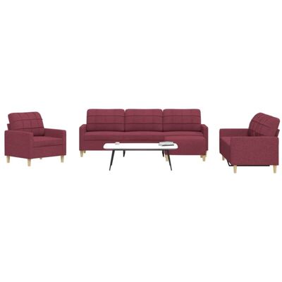 Vidaxl - Juego De Sofás Con Reposapiés 4 Piezas Tela Rojo Tinto Vidaxl - Juego De Sofás Con Reposapiés 4 Piezas Tela Rojo Tinto