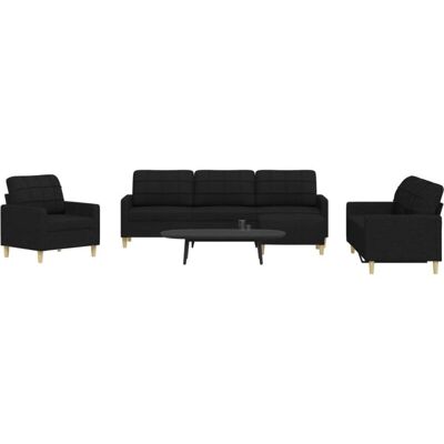 Vidaxl - Juego De Sofás Con Reposapiés 4 Piezas Tela Negro Vidaxl - Juego De Sofás Con Reposapiés 4 Piezas Tela Negro