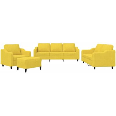 Vidaxl - Juego De Sofás Con Cojines 4 Piezas Tela Amarillo Claro Vidaxl - Juego De Sofás Con Cojines 4 Piezas Tela Amarillo Claro
