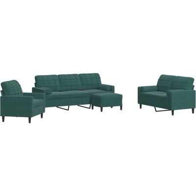Conjunto de Sofás vidaXL - Terciopelo Verde Oscuro Conjunto de Sofás vidaXL - Terciopelo Verde Oscuro