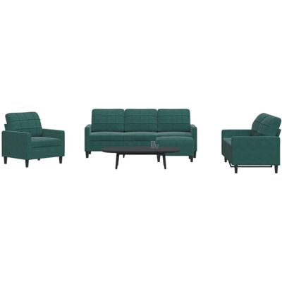 Conjunto de Sofás de Terciopelo Verde Oscuro vidaXL 4 Piezas Conjunto de Sofás de Terciopelo Verde Oscuro vidaXL 4 Piezas