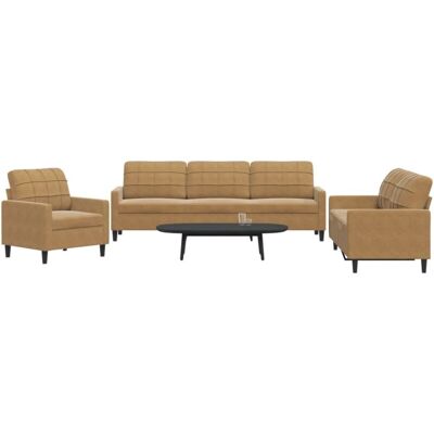 Conjunto de Sofás de Terciopelo Marrón Vidaxl - 3 Piezas Conjunto de Sofás de Terciopelo Marrón Vidaxl - 3 Piezas