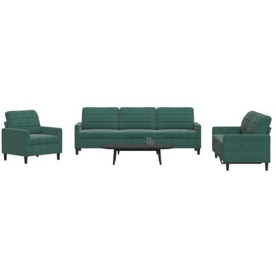 Conjunto de Sofás de Terciopelo Verde Oscuro vidaXL Conjunto de Sofás de Terciopelo Verde Oscuro vidaXL