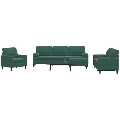 Conjunto de 4 sofás de terciopelo verde oscuro vidaXL Conjunto de 4 sofás de terciopelo verde oscuro vidaXL