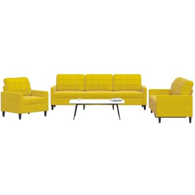 Vidaxl - Juego de Sofás 3 Piezas de Terciopelo Amarillo - Juego de Sofás Vidaxl - Juego de Sofás 3 Piezas de Terciopelo Amarillo - Juego de Sofás