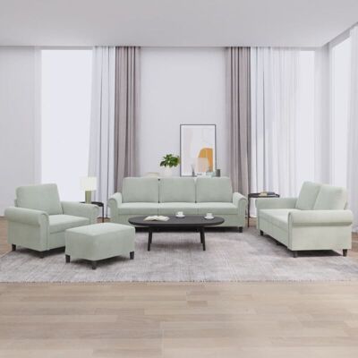 Conjunto de Sofás de Terciopelo Gris Claro VIDAXL - Mueble para Sala Conjunto de Sofás de Terciopelo Gris Claro VIDAXL - Mueble para Sala